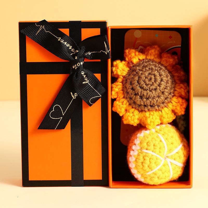 Шерстяной вязаный вручную плюшевый брелок-подвеска для сумки в виде бургера и картофеля фри