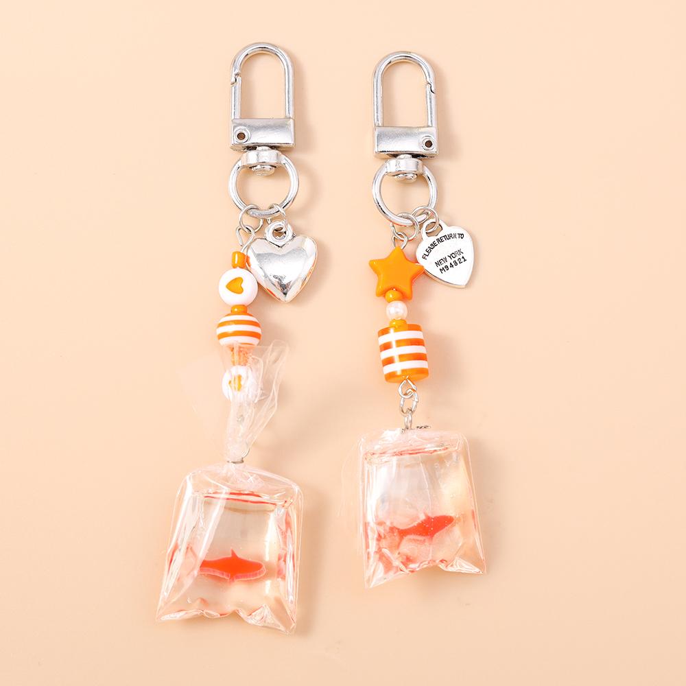 Aihua Creative Resin Waterbag Goldfish Keychains for Women Handag Pendant Keyring DIY Cute Phone Strap Jewelry Gifts