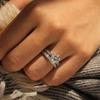 Huitan Noble Bright 6 Claws Cubic Zirconia Rings Set for Women Elegant Gorgeous 2Pcs/Set Wedding Band Jewelry Trending Accessories