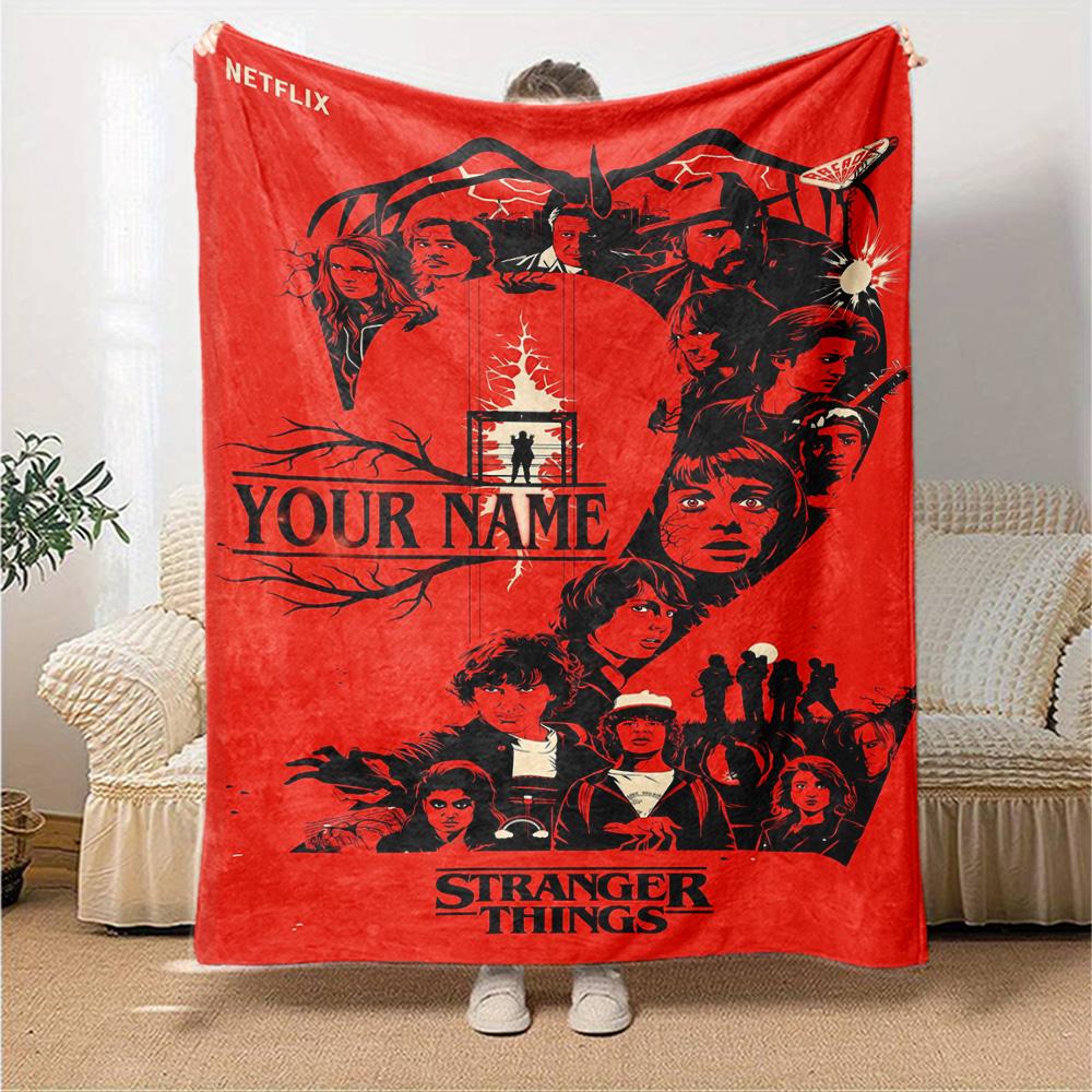 Stranger Things Personalized Text Blanket Lightweight Customizable Blanket Soft Warm Cozy Throw For Sofa Couch Livingroom Chair for All Occasions