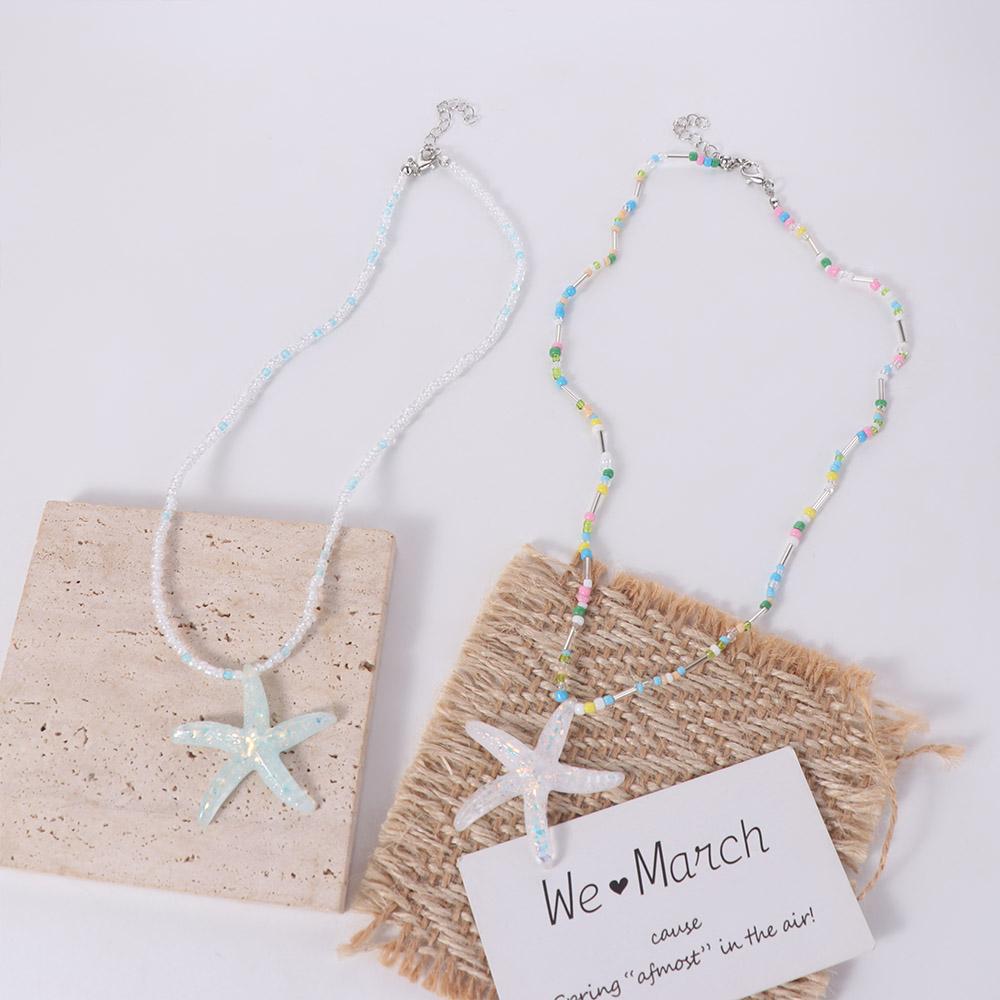 Handmade Beads Necklace Beach Woman Choker Ins Starfish Necklace  Jewelry