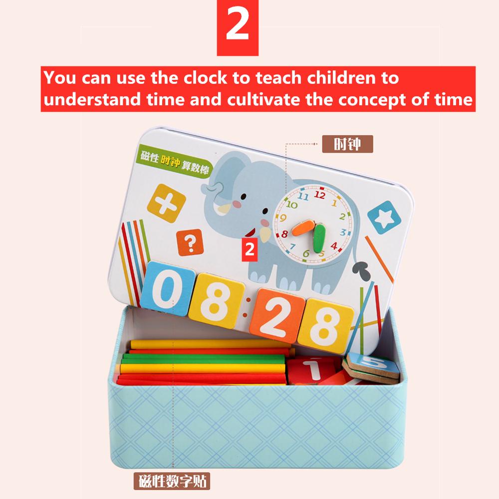 Детские счетные часы, обучающие палочки с цифрами, магнитные арифметические наклейки, обучающие игрушки для учеников раннего образования