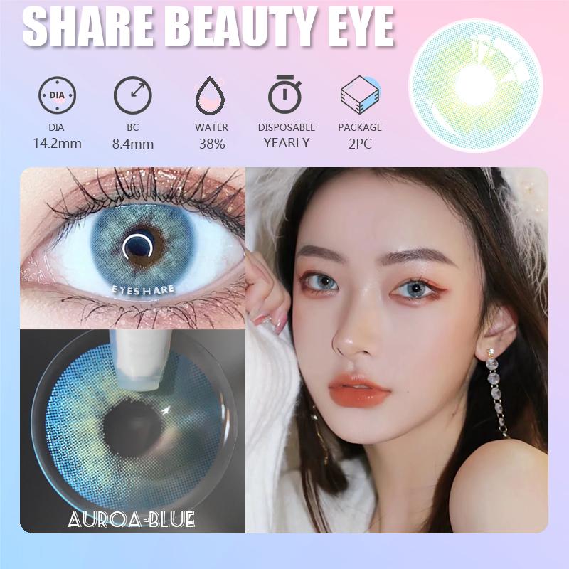 Eyeshare 1 Pair Green Contact Lenses for Eyes Beauty Pupils Lenses Eye 14.2mm Yearly Use Fashion Blue Colored Contacts Lenses Green