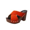 2018 Spring New Fish Mouth One-word Rivet Cross Strap High Heel Thick Bottom Roman Sandals Women