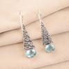 Натуральный камень Небесно-голубой Топаз Ювелирные изделия из серебра 925 пробы Ручная работа Серьги 1,9" EE-165-13