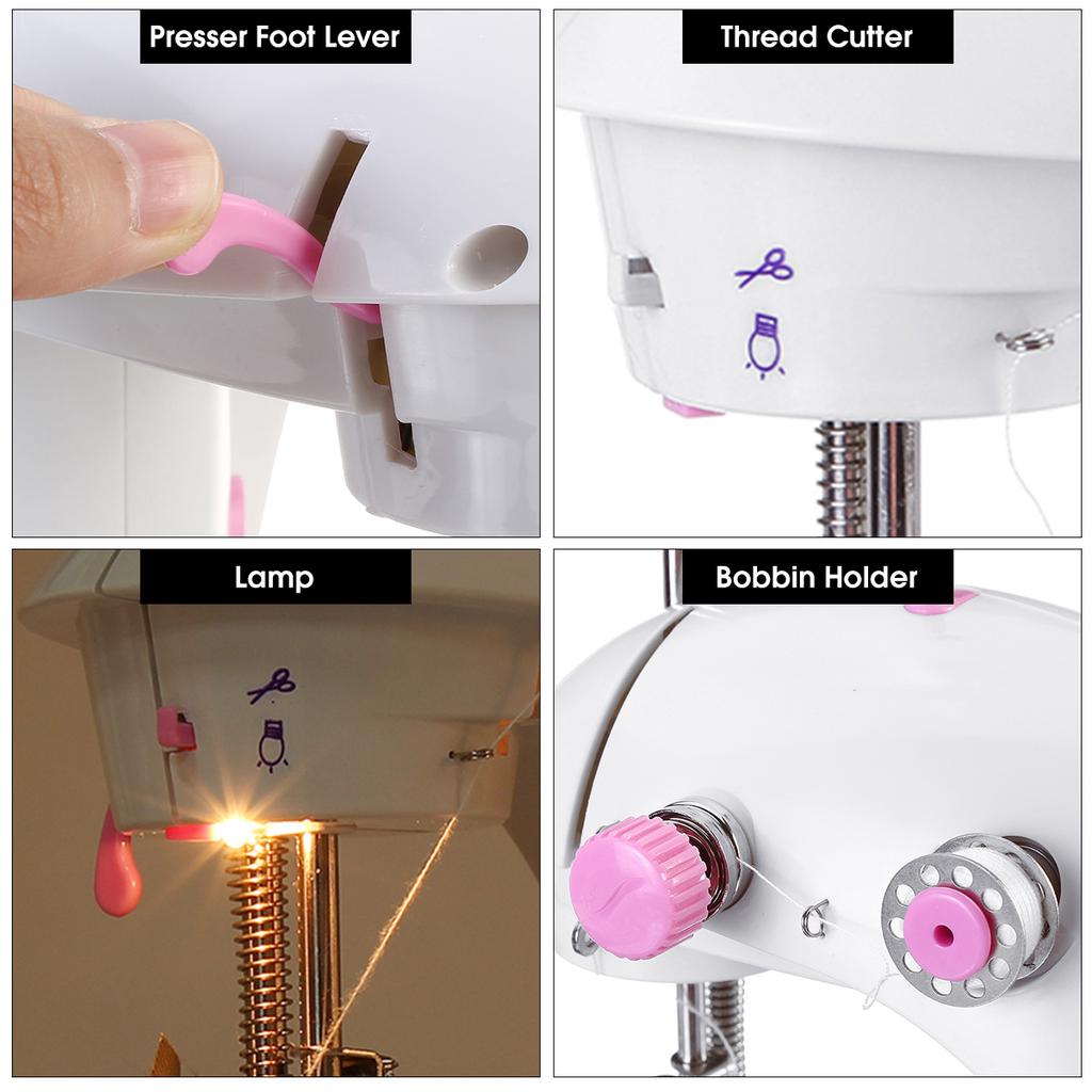 Электрическая швейная машина Мини-швейная машина Портативная с удлиненным столом Ножная педаль Двухскоростная двойная нить DIY Инструмент для начинающих домашних путешествий