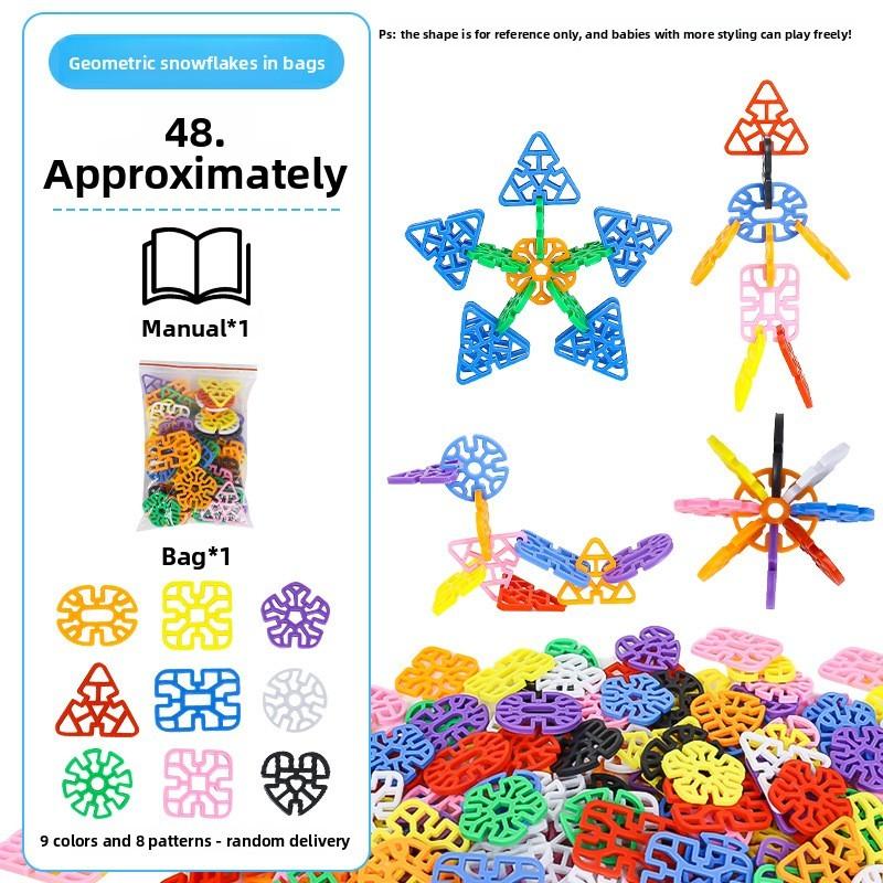Geometric Snowflake Building Blocks Set For Kids With Developmental Educational Toy For Ages 3 To 6