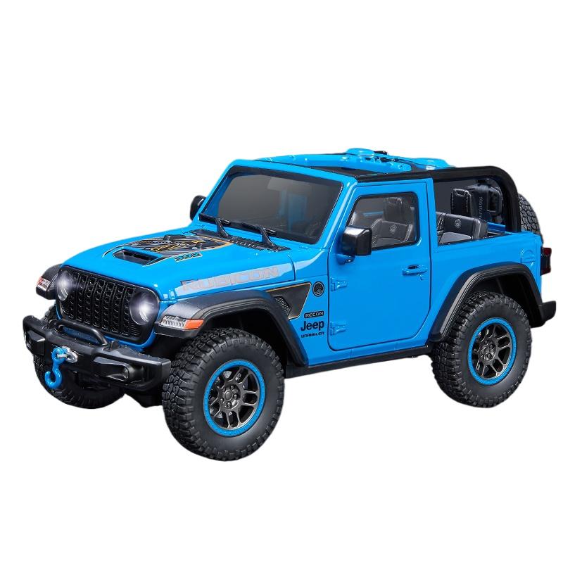 1/18 Jeep Wrangler Rubicon Кабриолет Внедорожник Внедорожник Сплав Литье под давлением Модель автомобиля Звук и свет Детские игрушки Подарки на день рождения