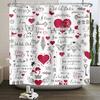 Happy Valentines Day Heart Shower Curtain Red Pink Romantic Falling Love Heart Sweet Lovers Waterproof Bathroom Curtain Decor