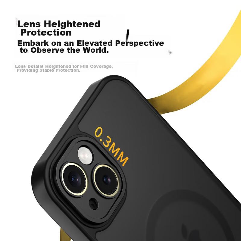 IPhone 13 Case, Apple 13 Protective Cover with Magnetic Wireless Charging, Frosted Anti-Drop Lens Full Protection Soft Edge Case, Midnight Black