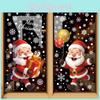 Static Window Festive Decals With Santa Snowman Snowflakes For Decor Christmas