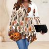 Plus Size Women V Neck Long Sleeve Loose Blouse With Irregular Split Hem For Daily Fashion