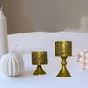 2Pcs/set Pedestal Base Iron Hollow Candle Cup Retro Design Round Candle Stands  Atmosphere Decor