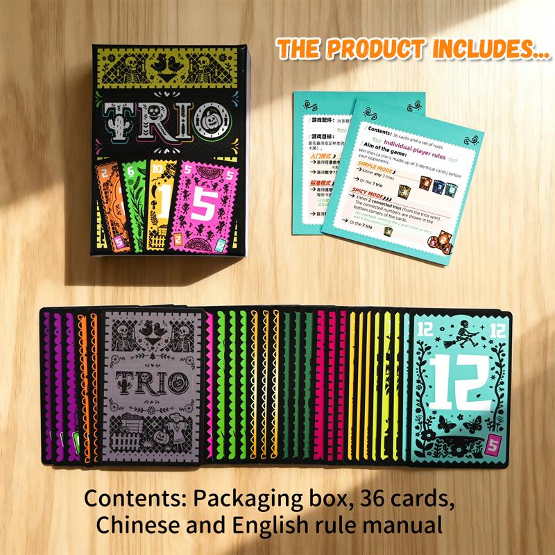 Карточная игра Трио Семейная Вечеринка Вечер Настольных Игр Развлечение 3-6 Игроков Поиск Трех Одинаковых Карт Стратегические Игрушки Подарки