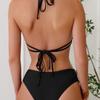 Новый однотонный купальник-бикини с разрезом, халтер на шнуровке, сексуальный
