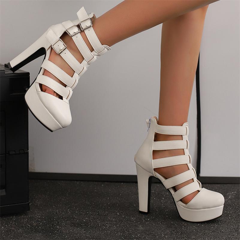 ANNYMOLI женские босоножки с ремешком на щиколотке, круглый носок, толстый высокий каблук, пряжка, платформа, молния, сексуальная женская модная обувь, летняя синяя 46