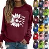 Women's Fashion Casual Long Sleeve Solid Color Printed Round Neck Top Sweatshirt