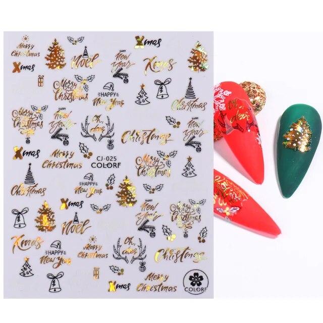 Lily Flower Geometric 3D Nail Stickers Maple Leaves Lines Nail Art Adhesive Sliders Red Berries Decals Decoration PPSTZ-SJ027