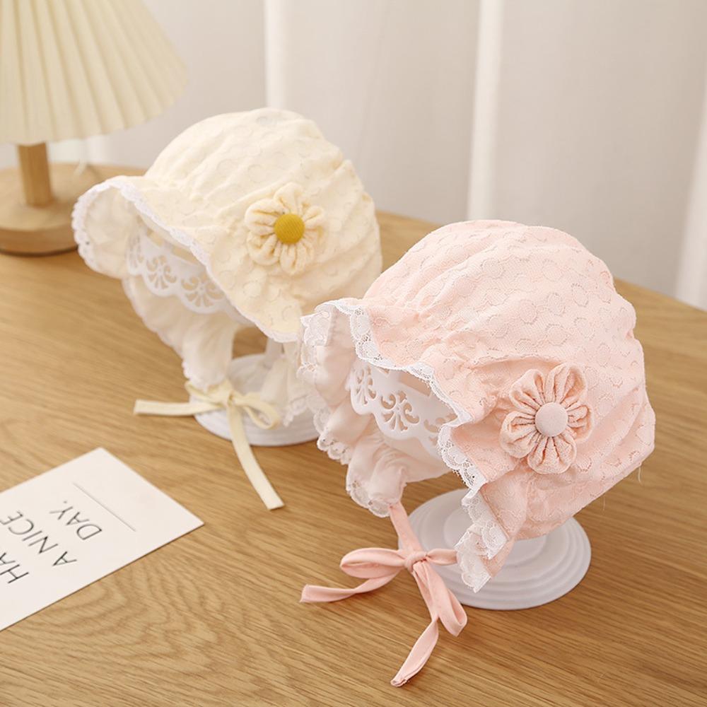 Breathable Baby Bonnet Hat Ruffle Lace Up Cap Fashion Baby Sun Hat