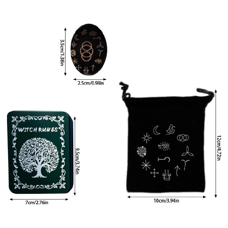 Набор рунических камней, руны из массива дерева с коробкой для путешествий, гаданий, колдовства