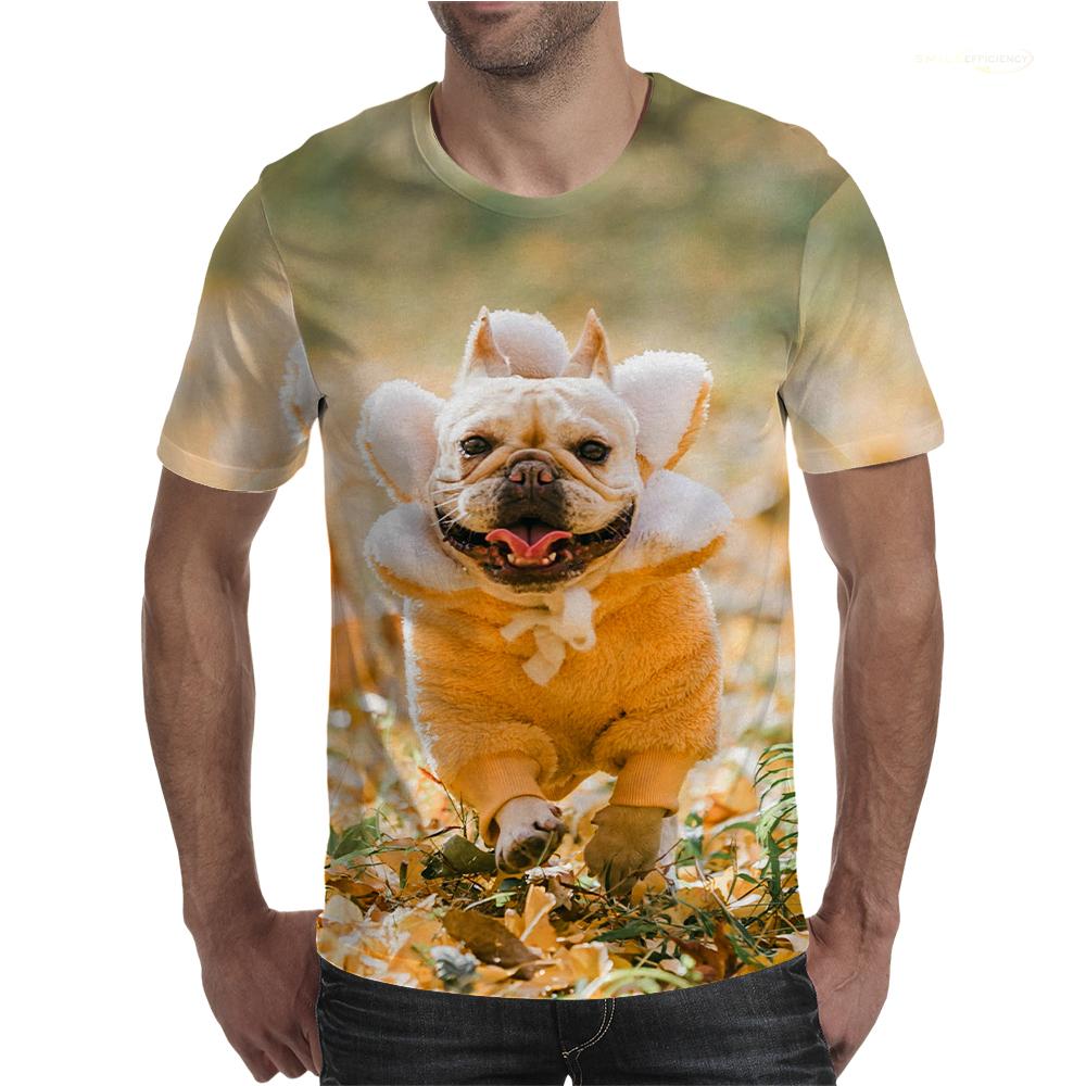 Bulldog Men's T Shirt O Neck Short Sleeve Animal Funny Graphic Streetwear Summer Male