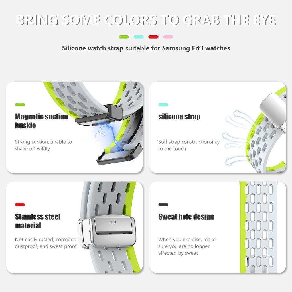 Силиконовый ремешок для Samsung Galaxy fit3, спортивный браслет с магнитной пряжкой, браслет для galaxyfit 3, умные часы, аксессуары для браслета