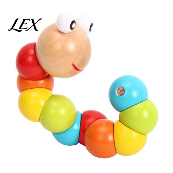Twisting Caterpillar Toy Kids Wooden Bead Toy, Educational for Fine Motor Skills, Number Color Preschool Learning Toddlers Toddler