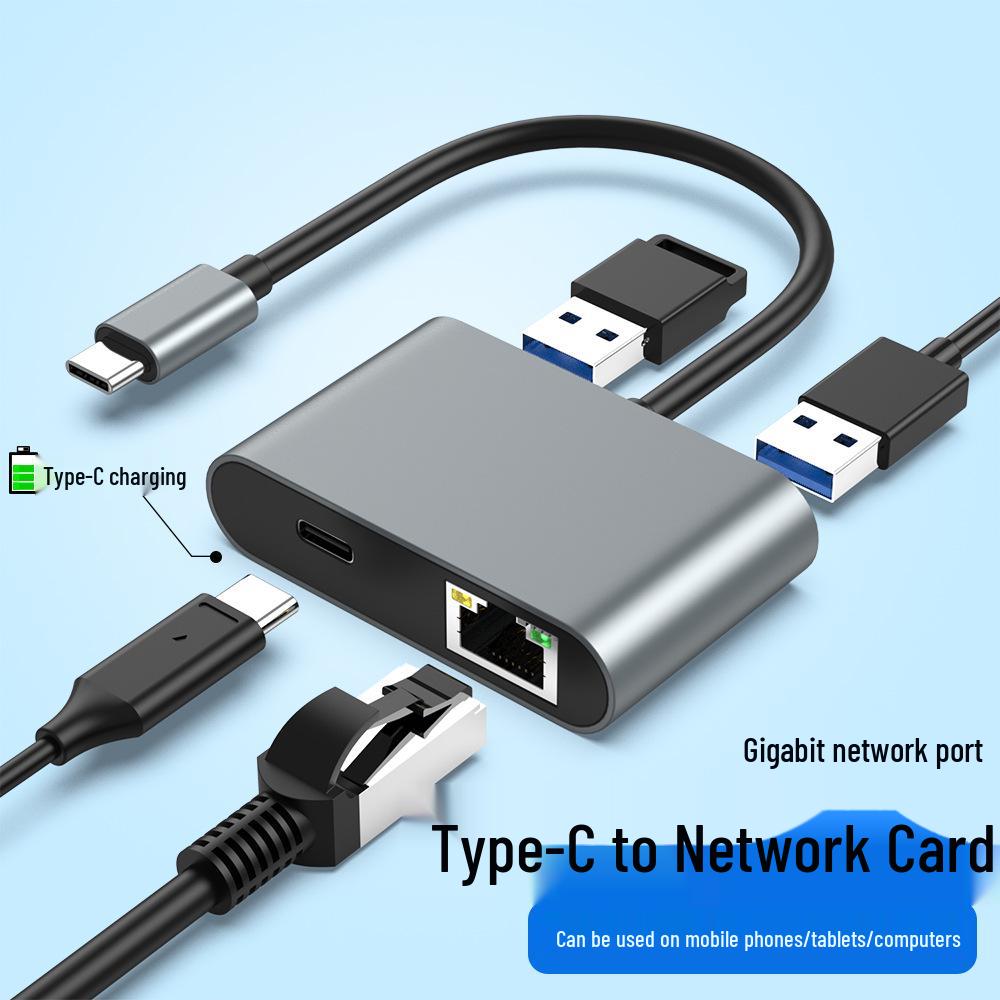 Адаптер Gigabit Ethernet Type-C 60 Вт с RJ45 для быстрой зарядки и подключения хаба