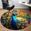 1pc Peacock Feather Art Chair Carpet for Office Non-Slip, Machine Washable Rug for Office, Room - Holiday Decor, Machine Made yy251016171