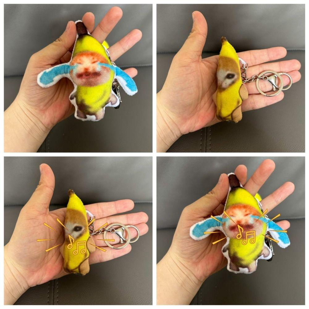 Кукла-банан-кошка Кукла-банан-кошка, кулон, плачущий звук, брелок-брелок с кошкой-бананом, аксессуары для ключей