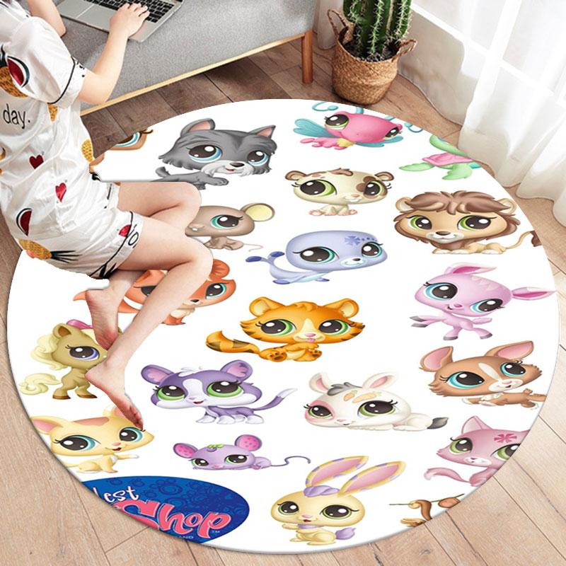 Littlest Pet Shop Round Area Rug,Carpet Rug for Living Room Bedroom Sofa Playroom Decor,Non-slip Floor Mat