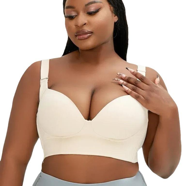 Plus Size Smooth Underwire Bra - Thin Cup, Side Support & Adjustable Fit for Women