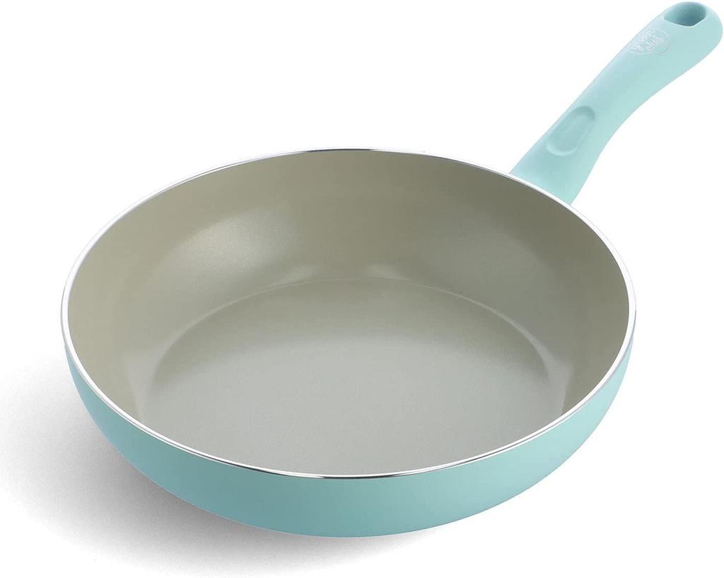 Greenpan Green Chef Frying IH Ceramic Inside and Easy To No Harmful Earth Mint Green Pan, 26cm, Compatible, Processing, Non-stick Outside, Clean,
