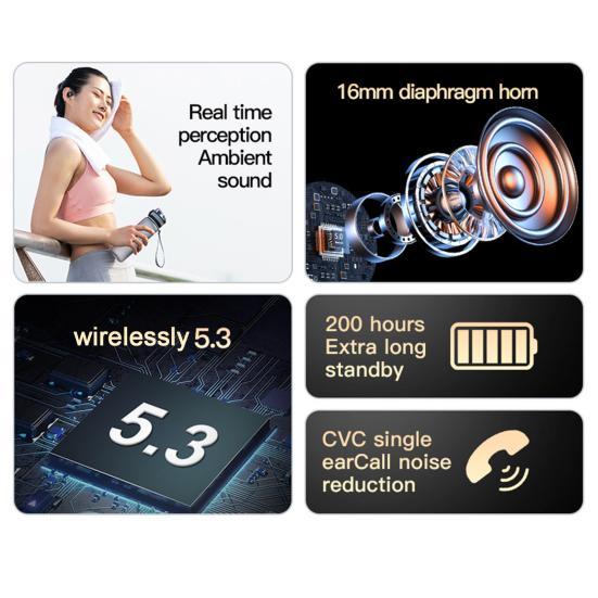 1 шт. беспроводная гарнитура с направленным звуком, подвесные наушники с шумоподавлением и низкой задержкой, Bluetooth-совместимые наушники 5,3