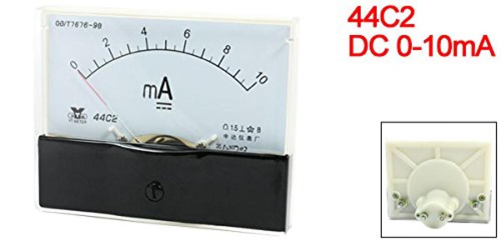 Uxcell Analog Current Panel DC Ammeter for Automotive Circuit Ampere Tester 1 Piece Meter, 0-10mA, 44C2/10MA, Testing, Charging, Gauge,