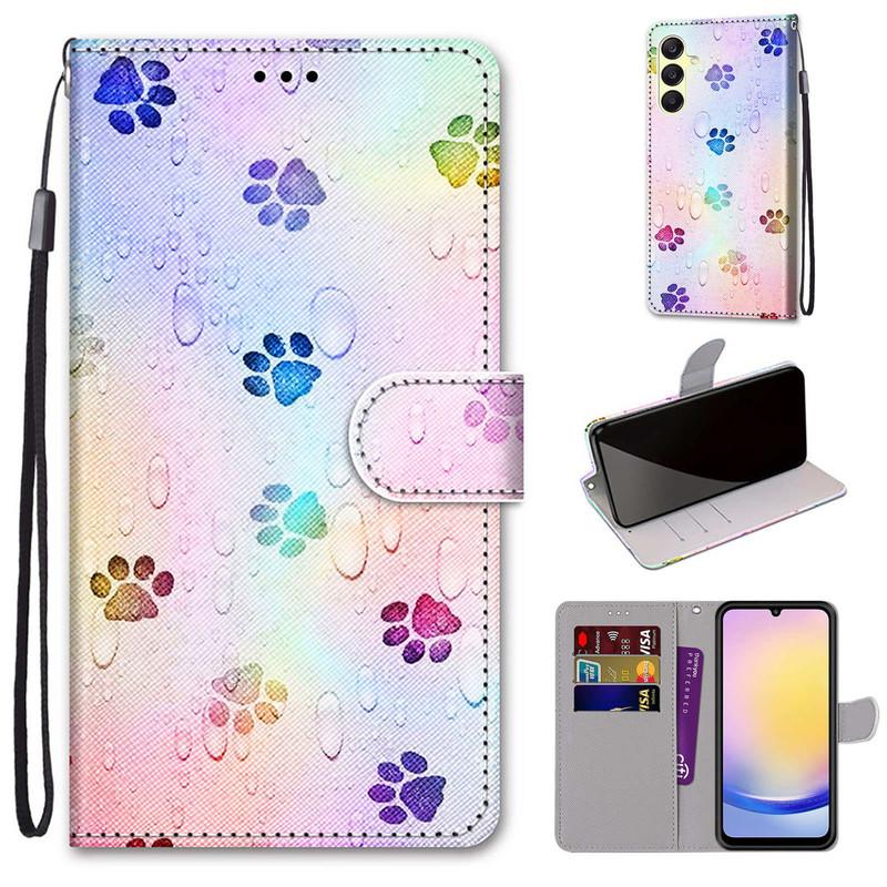 For Redmi Note 14 13 12 Pro Xiaomi 13T 12T Samsung S25 S24 A16 A15 A14 iPhone PU Leather Card Holder Flowers Animals Flip Wallet Kickstand Phone Case