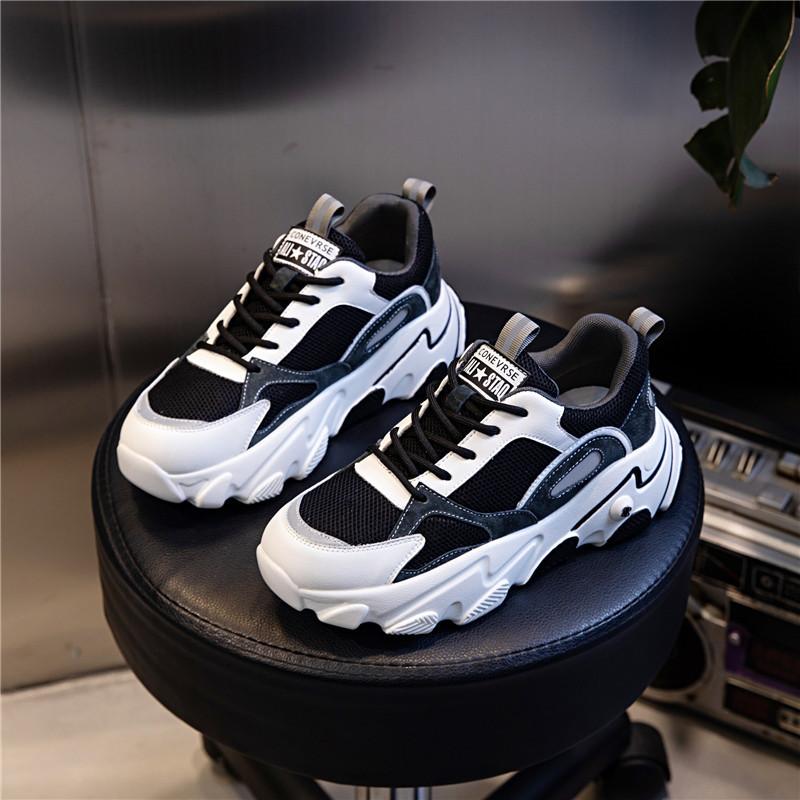 2025 sports shoes women's versatile casual platform dad shoes women's spring heightening breathable leather women's shoes Korean version trend