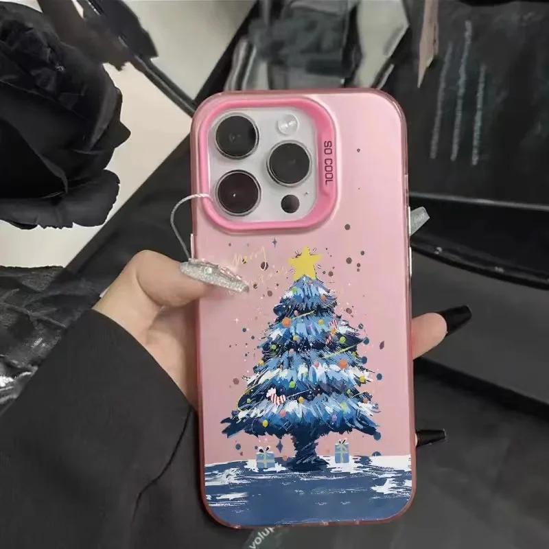 Новая Елка Новый Год Подарок Чехол для Телефона Для iPhone 15 14 11 12 13 Pro Max X XS XR 8 7 14 Plus Защита Камеры Покрытие Обложка