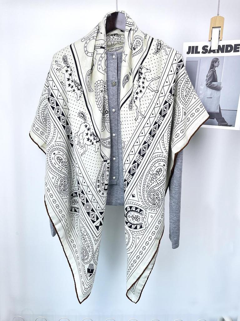 Love Heart Luxury Silk & Wool Double-Sided Women's Scarf Shawl