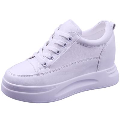 Модные 7 см скрытые каблуки женские платформы танкетки кроссовки женские кожаные белые черные туфли женские Tenis Feminino повседневные 40