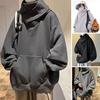 Осень-зима Мужская толстовка с капюшоном большого размера с длинными рукавами Чистый цвет Хип-хоп Высокая