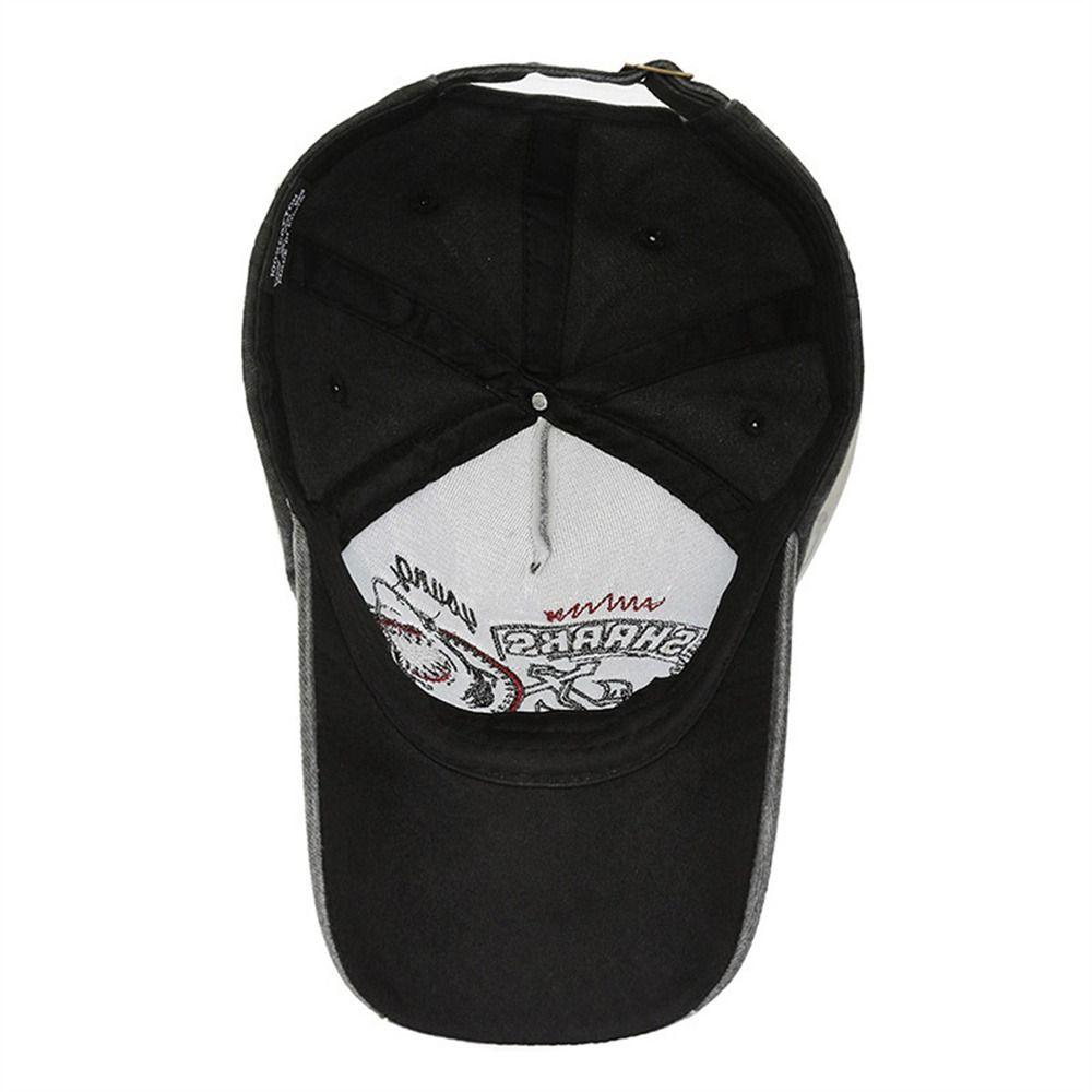 Embroidered Snapback Hat Adjustable Truck Cap Unisex Shark Baseball Cap Streetwear