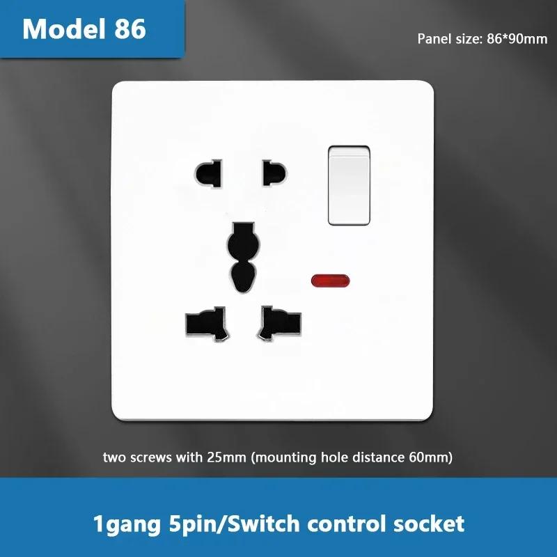 Стандартная розетка Великобритании 13А, двойная USB, вилка Type-C, настенная розетка, 1/2/3-клавишный двухпозиционный выключатель, белая универсальная 5-контактная настенная электрическая розетка