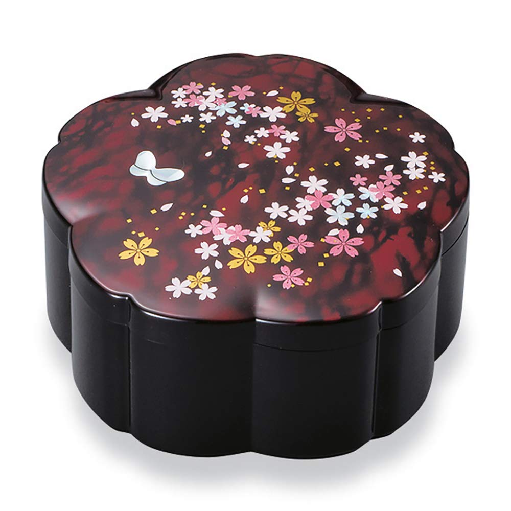Mitani Yamanaka Lacquerware Storage Cherry Blossom Small Box, Black, 11.5cm, Design, Box, M17041-2
