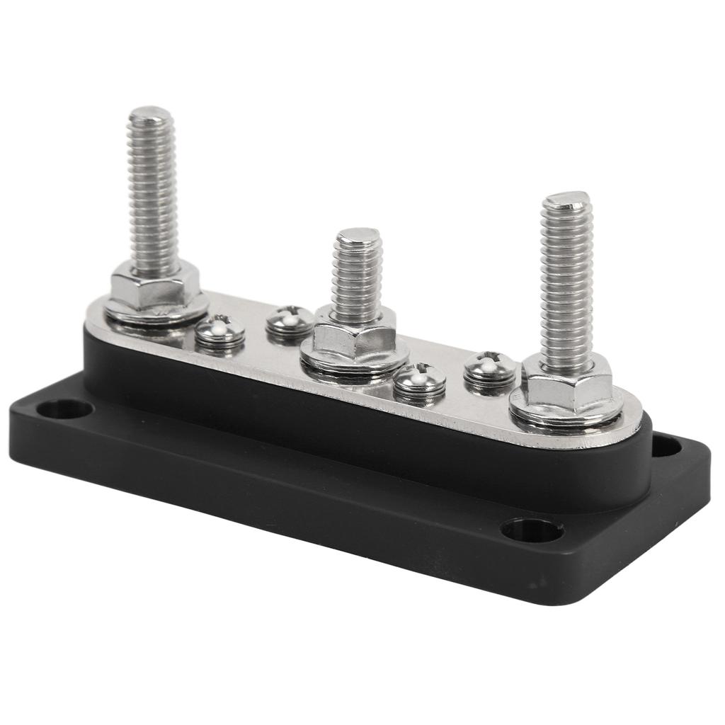 Power Distribution Block with Cover M8 Terminal Stud M4 Terminal Screw 12‑48V 150A for Cars Trucks RVs Boats Black