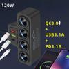 New 4-Socket 3.1A Charger USB Car USB+QC3.0+PD3.1A Accessories Port USB 120W 12V/24V Car Charger Adapter