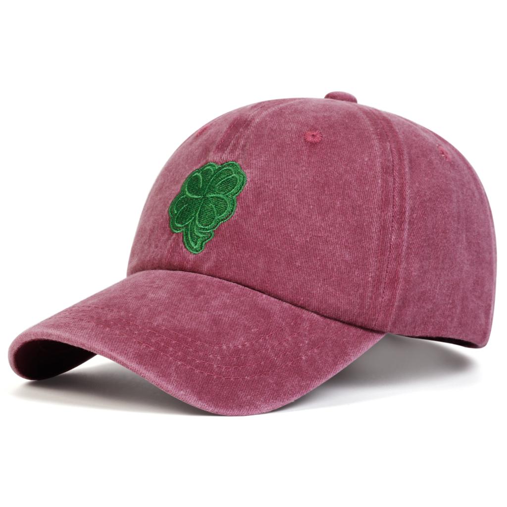 Unisex Clover Embroidery Wash Baseball Caps Spring and Autumn Outdoor Adjustable Casual Hats Sunscreen Hat