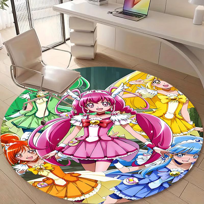 1pc Pretty Cure1 Design Printed Area Round Carpet for Bedroom Living Room Home Decor Rugs Mat Non Slip Mat Rug for Bedside