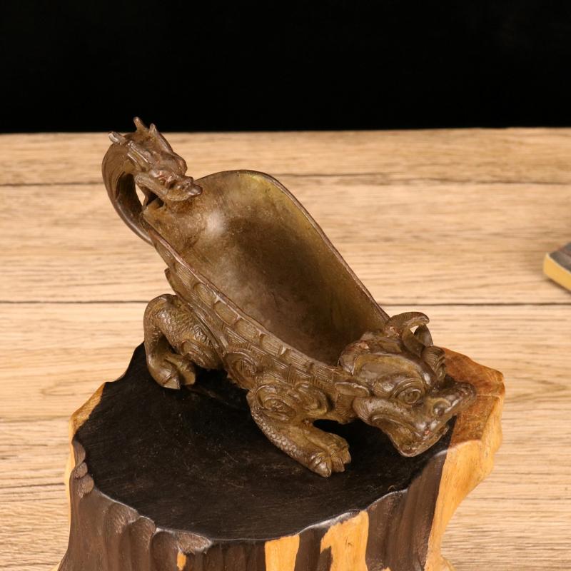 Copper Statue Red Copper Beast Head and Dragon Tailwine Cup Decorated with Antique Tripod Cup Metal Crafts