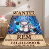 ReZero Fresh 2D Cartoon Flannel Blanket, Printed Pattern for Bed, Cozy Home Decor Travel Picnic Mat_LIAN